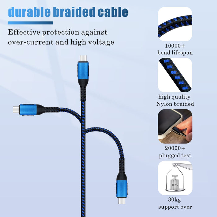 Charger USB-C for DJI Flip, Mini 4 pro, Mini 3, Neo, Mavic 3, Avata 2, FPV, Air 3 Accessories, RC2 3-in-1 Cable 3A Fast Charging,Nylon Braided Cord for DJI Drone Remote Controller Battery-4ft