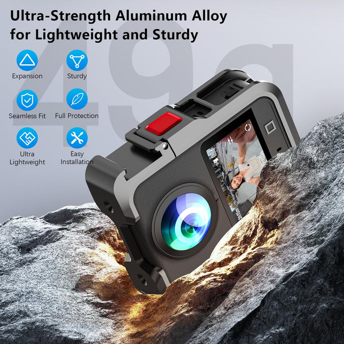 Metal Case for DJI Osmo 360 Accessories, Aluminum Camera Cage with Multiple Expansion Mount, Osmo360 Safty Lock Protective Frame with Lens Cap