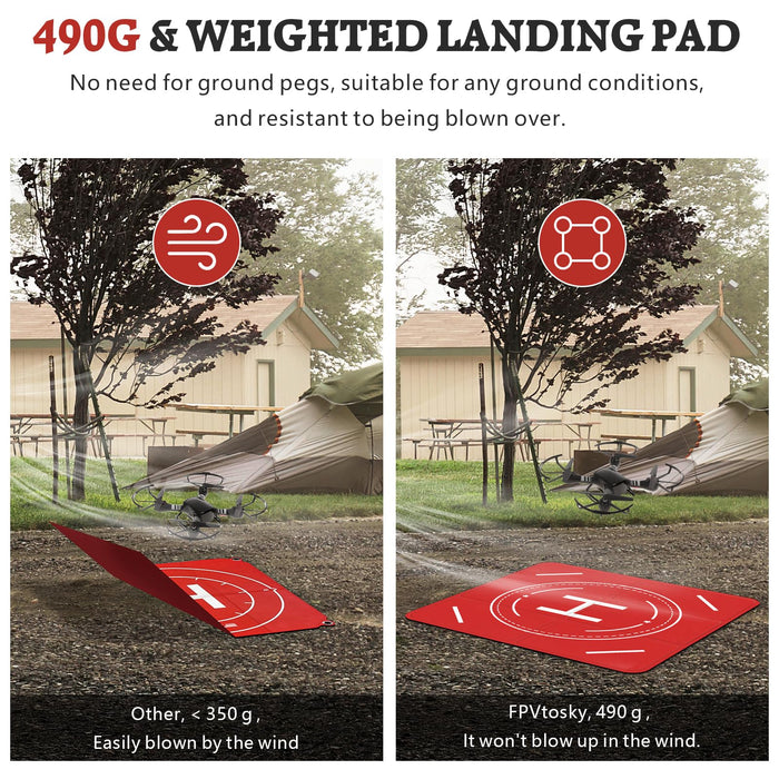 FPVtosky Nighttime Reflective Drone Landing Pad, Fast-fold Double Sided Waterproof Landig Pad Weighted for DJI Mini 5 Pro/ 4/3 Pro/Mini 4k / Mavic 4 / Air 3s/ Avata 2/ Neo/Flip