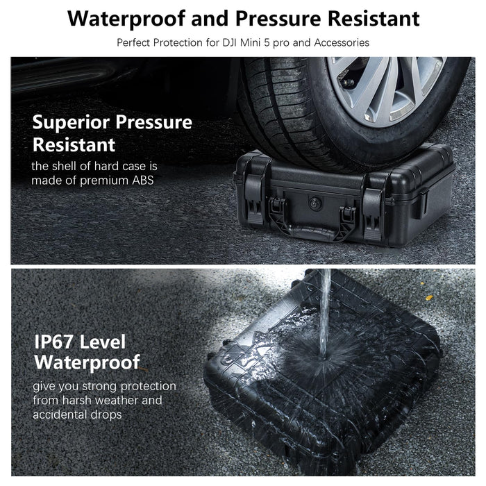 FPVtosky Hard Case for DJI Mini 5 Pro/Fly More Combo/Plus, Waterproof Carrying Case for Mavic Mini5 Pro RC 2 Accessories [ CASE ONLY ]