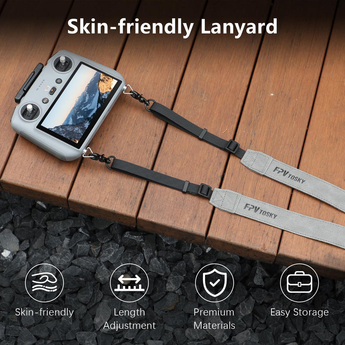 FPVtosky Lanyard for DJI RC 2 & RC & RC Pro, Mini 5 Pro Lanyard RC Neck Strap, Soft Leather Lanyard Compatible with DJI Flip/Mini 4/ Mini3 / Mavic 3 / Air 3S Remote Controller Accessories