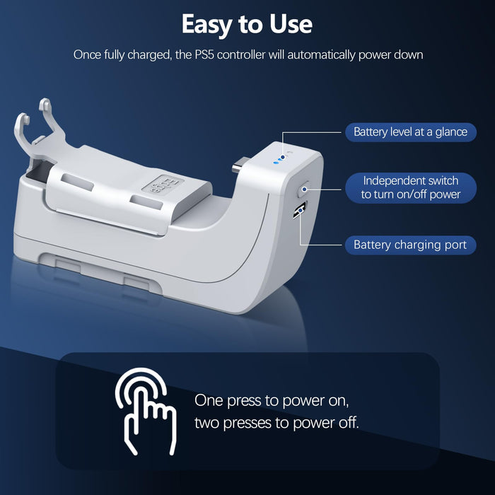 Battery Pack Compatible with PlayStation 5 DualSense Controller（White）