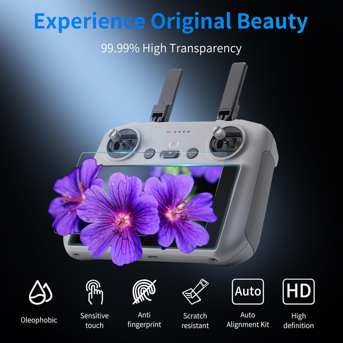 Screen Protector for DJI Mini 5/4 Pro with Auto Alignment Kit for DJI RC/ RC2 Remote Controller ( 3 PACK ), HD Tempered Glass Screen Protector for DJI Mini 3 / Mini 3 Pro/ Air 3 Controller Accessories