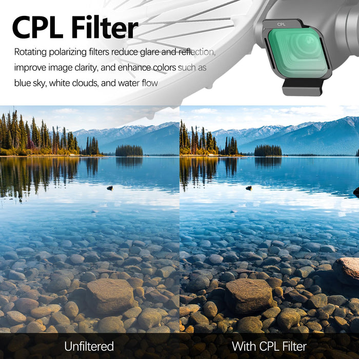 FPVtosky ND Filter Set for DJI Flip Accessories, HD Optical Glass Multi-Coated Neutral Density Filters 4 Pack CPL ND16 ND64 ND256