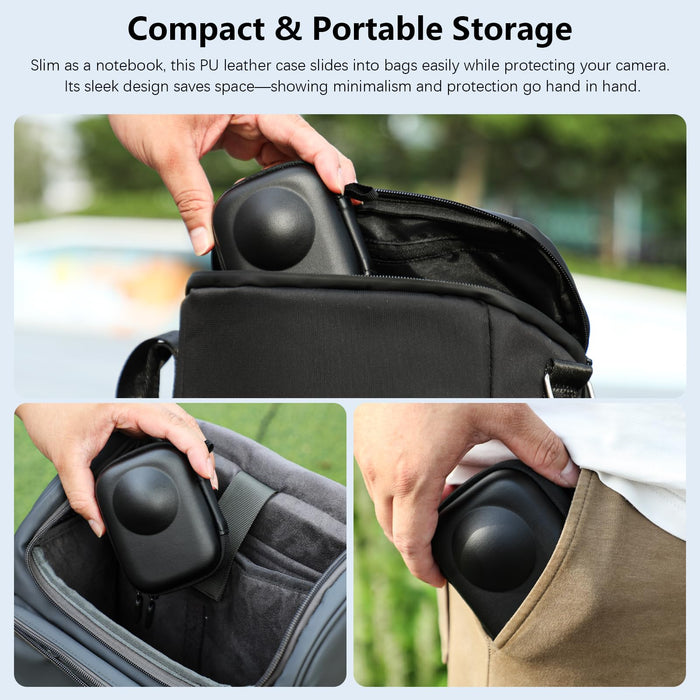 Carrying Case for DJI OSMO 360 Accessories with Lens Cap, Portable Compact Storage Bag with Wrist Strap PU Leather OSMO360 Protective Case