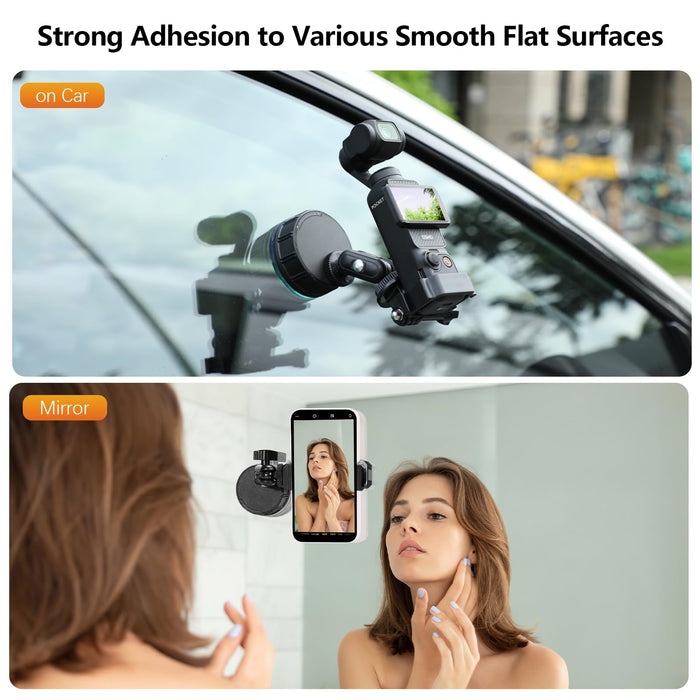 Suction Car Mount for DJI OSMO Pocket 3 GoPro Action OSMO360 Insta 360 X5 Go Ultra Camera