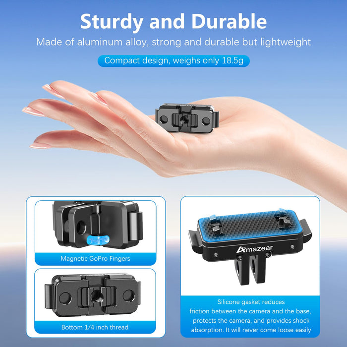 Magnetic Quick-Release Mount for Insta360 X5 Accessories, Insta 360 X5 / Ace Pro 2 Aluminum Alloy QR Adapter with Go-Pro and 1/4"-20 Threaded Mount, All Metal Construction, Black