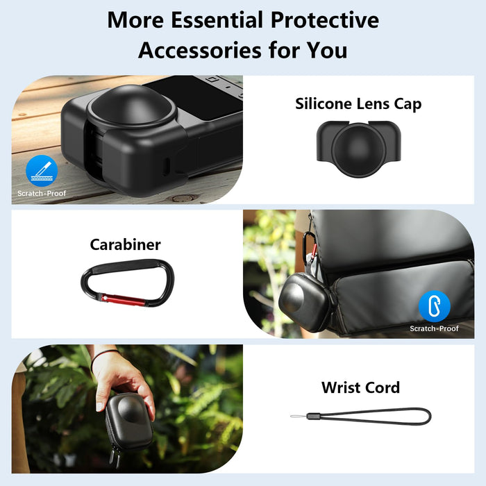 Carrying Case for DJI OSMO 360 Accessories with Lens Cap, Portable Compact Storage Bag with Wrist Strap PU Leather OSMO360 Protective Case