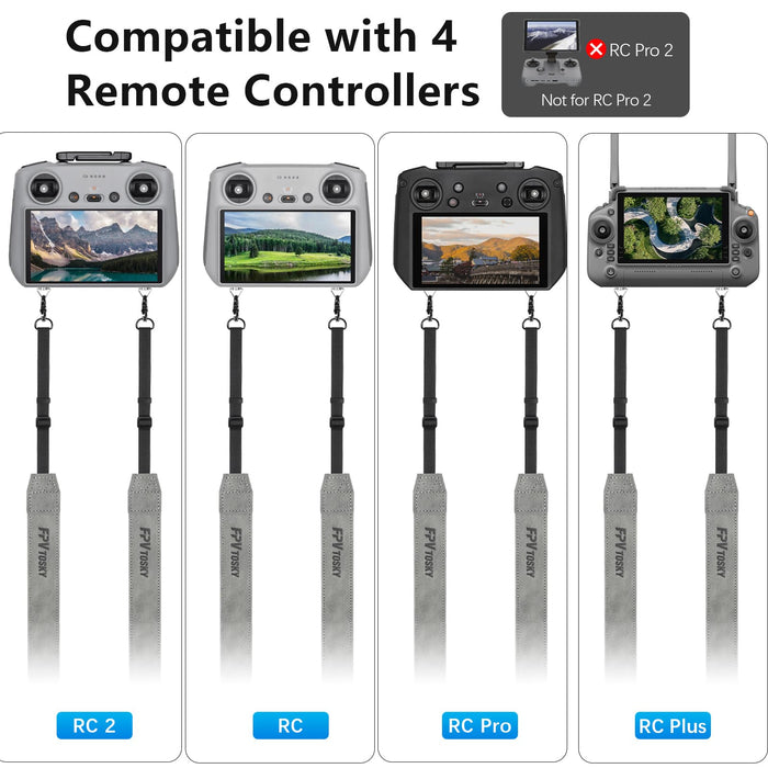 FPVtosky Lanyard for DJI RC 2 & RC & RC Pro, Mini 5 Pro Lanyard RC Neck Strap, Soft Leather Lanyard Compatible with DJI Flip/Mini 4/ Mini3 / Mavic 3 / Air 3S Remote Controller Accessories
