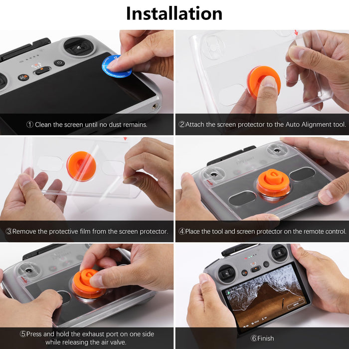 Screen Protector for DJI Mini 5/4 Pro with Auto Alignment Kit for DJI RC/ RC2 Remote Controller ( 3 PACK ), HD Tempered Glass Screen Protector for DJI Mini 3 / Mini 3 Pro/ Air 3 Controller Accessories