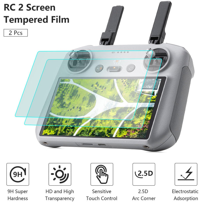 FPVtosky RC 2 Controller More Protector Kit for DJI Mini 4 Pro / Flip Accessories, Kit includes RC 2 Sun Hood Cover, RC 2 Lanyard, RC 2 Screen Protection x 2, RC 2 Accessories, Air 3 Accessories