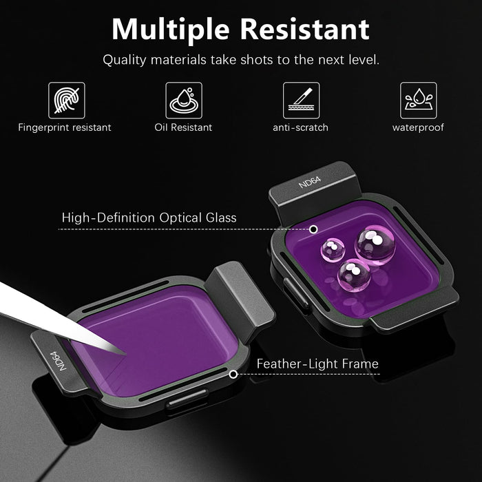 FPVtosky Black Mist ND Filter Set for DJI Flip Accessories, 4 Pack Black Diffusion Filter & ND16 ND64 ND256 HD Optical Glass Multi-Coated Neutral Density Filters