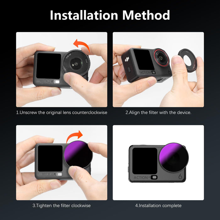 AMAZEAR ND & CPL Filters Set for DJI OSMO Action 6（ND16 + ND64 + ND256 + CPL）