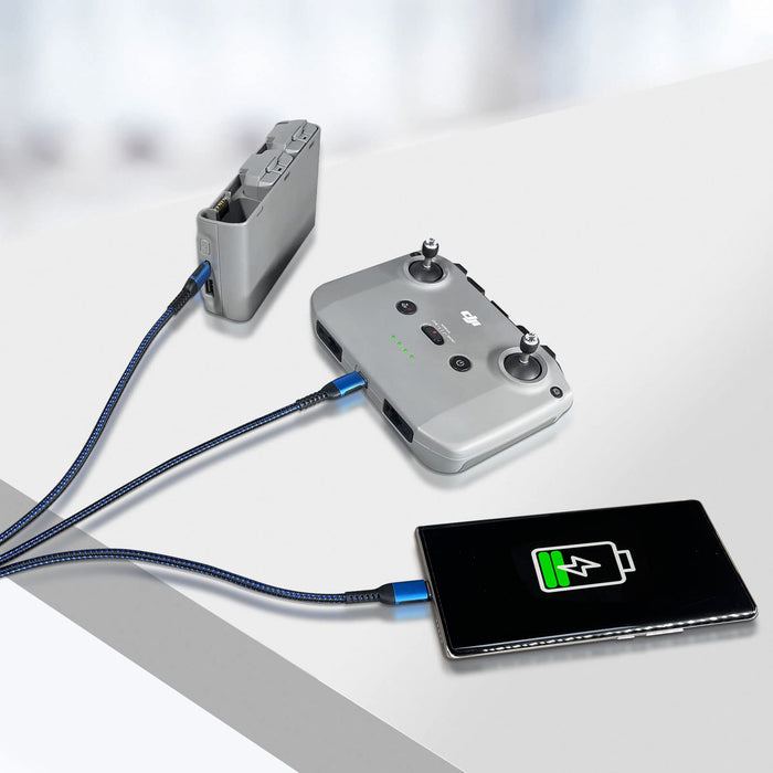 Charger USB-C for DJI Flip, Mini 4 pro, Mini 3, Neo, Mavic 3, Avata 2, FPV, Air 3 Accessories, RC2 3-in-1 Cable 3A Fast Charging,Nylon Braided Cord for DJI Drone Remote Controller Battery-4ft