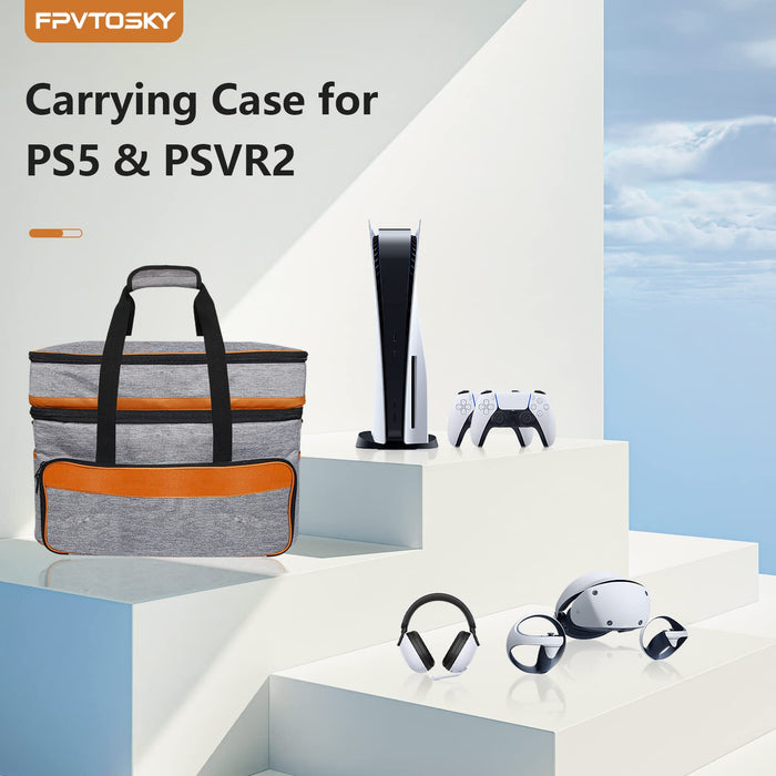Carrying Case for PS5 Pro & PSVR2, Large Travel Bag for Playstation VR2 & PS 5/PS 5 Pro/PS5 Slim, Protective Storage Carrying Case Compatible with Playstation 5 & PS VR2 Gaming Accessories