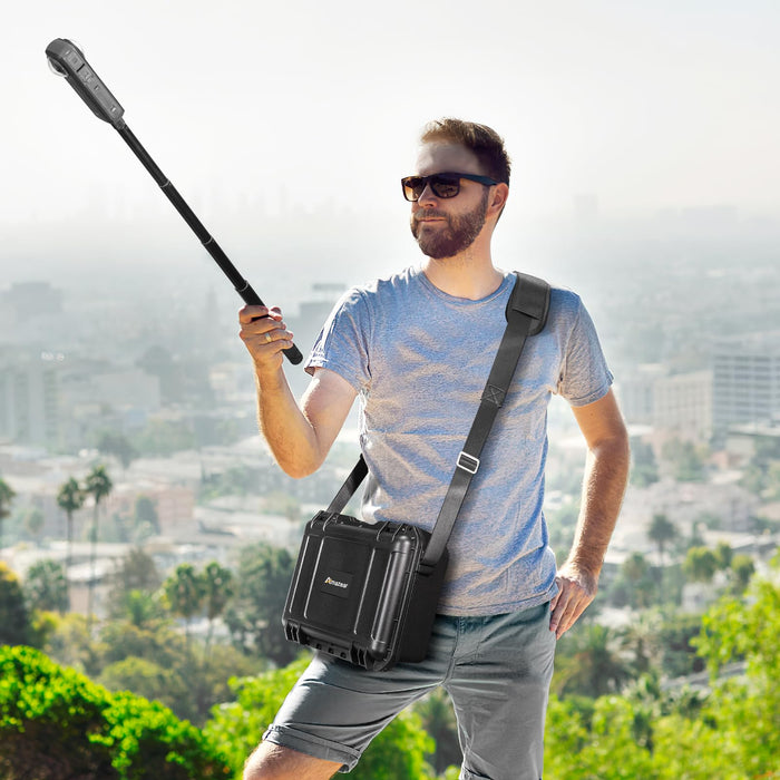 Hard Case Bundle Kitt for Insta360 X5 - Insta 360 X5 X4 Accessories Combo with 30W Wall Charger, Screen Protectors, Lanyard, Cleaning Cloth, Shoulder Strap, Waterproof Carrying Case, Black