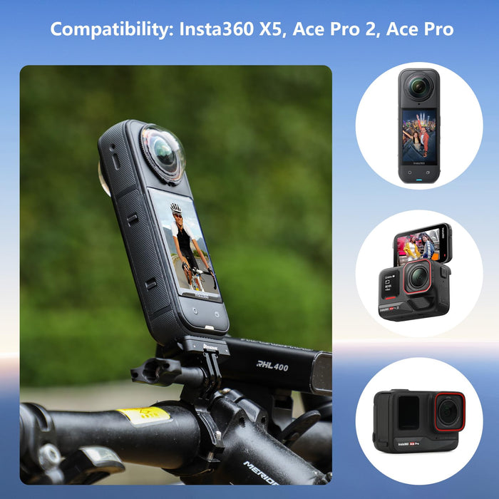 Magnetic Quick-Release Mount for Insta360 X5 Accessories, Insta 360 X5 / Ace Pro 2 Aluminum Alloy QR Adapter with Go-Pro and 1/4"-20 Threaded Mount, All Metal Construction, Black