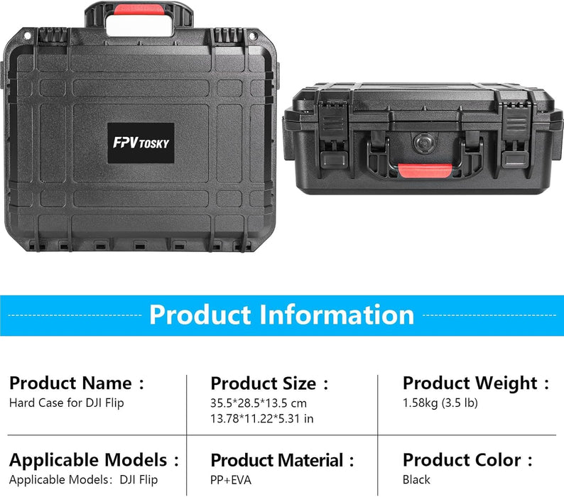 FPVtosky Hard Case Accessory Bundle Kit for DJI Flip Fly More Combo, Includes Flip Hard Case, RC 2 Sun Shade, Neck Lanyard Strap, Screen Protector * 2, Battery Stickers (5-in-1)