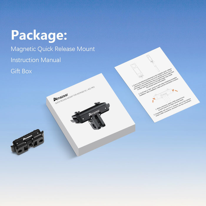 Magnetic Quick-Release Mount for Insta360 X5 Accessories, Insta 360 X5 / Ace Pro 2 Aluminum Alloy QR Adapter with Go-Pro and 1/4"-20 Threaded Mount, All Metal Construction, Black